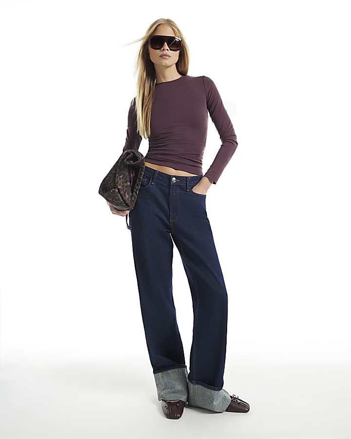 Burgundy Soft Touch Ruched Side Top