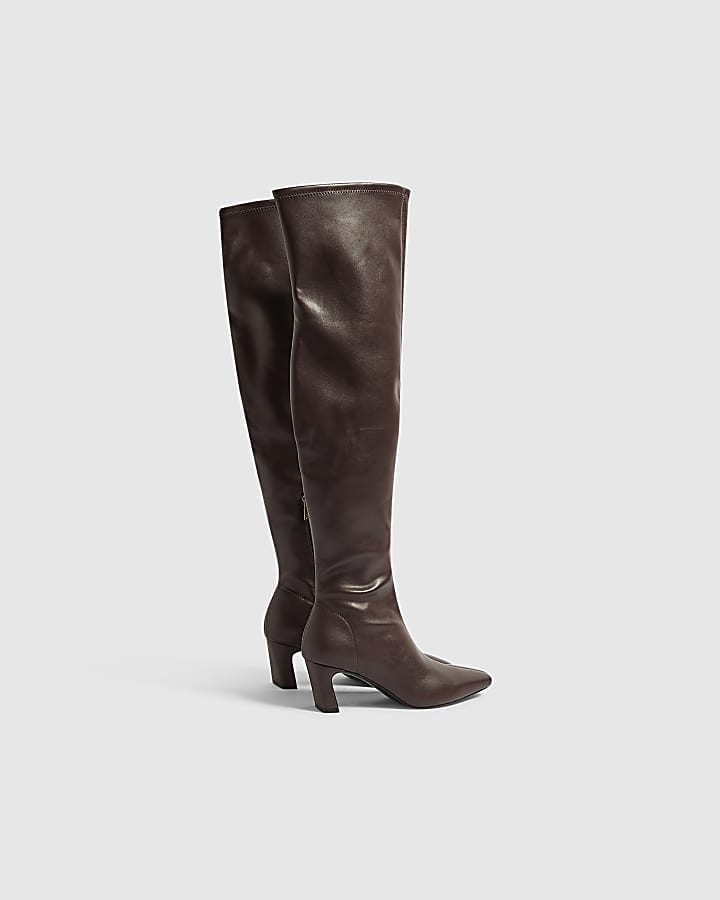 Burgundy Chisel Toe High Leg Boots