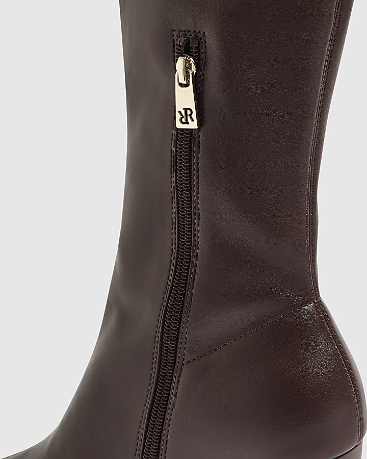 Burgundy Chisel Toe High Leg Boots