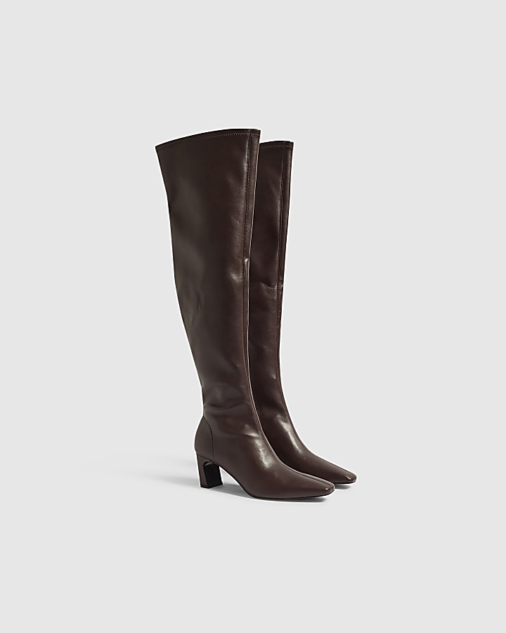 Burgundy Chisel Toe High Leg Boots