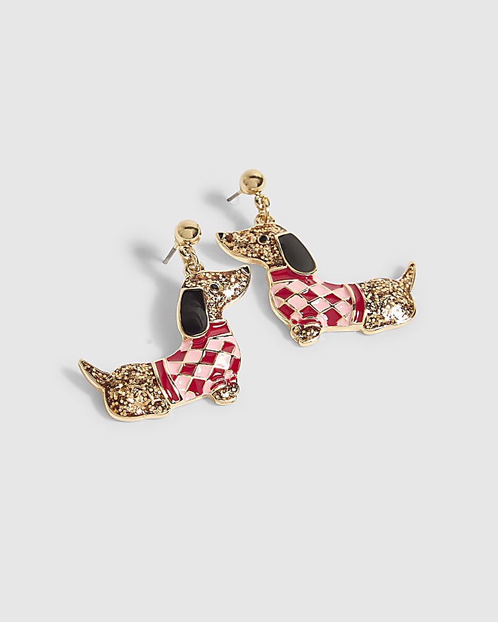 Brown Sausage Dog Earrings