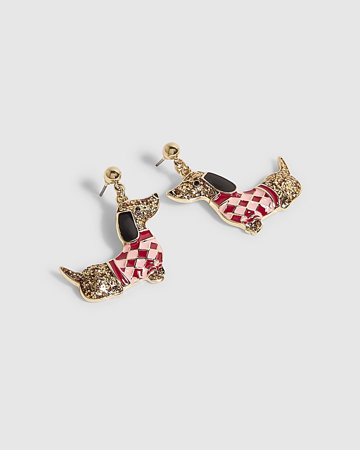 Brown Sausage Dog Earrings