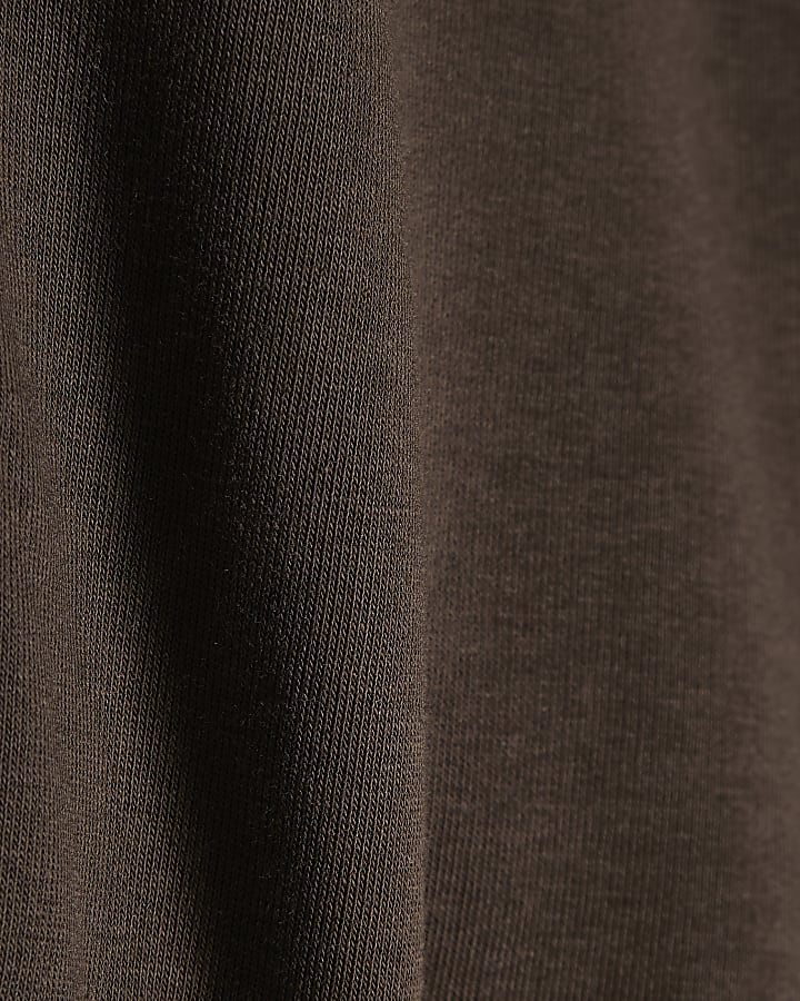 Brown Long Sleeve Bubble Hem Hoodie