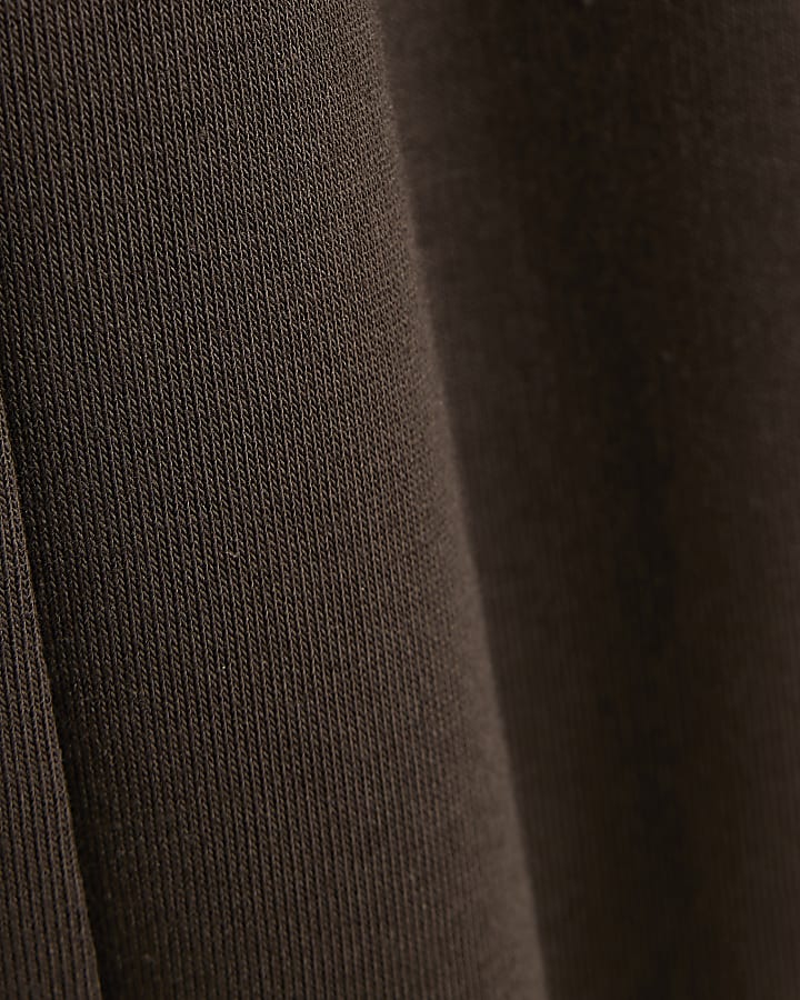 Brown Wide Leg Seamed Joggers