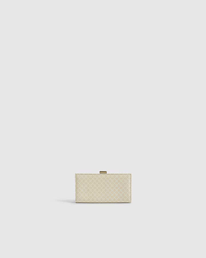 Cream Monogram Stripe Front Purse