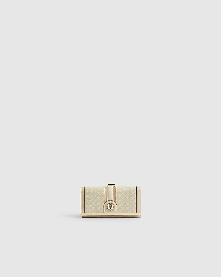 Cream Monogram Stripe Front Purse
