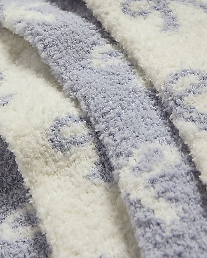 Blue Fluffy Bow Socks 2 Pack
