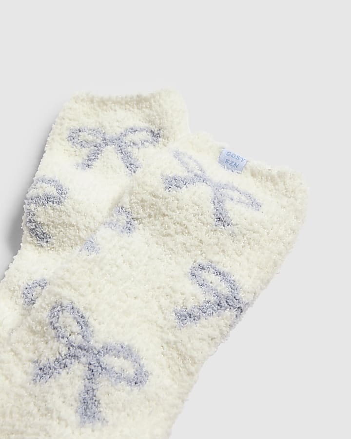 Blue Fluffy Bow Socks 2 Pack
