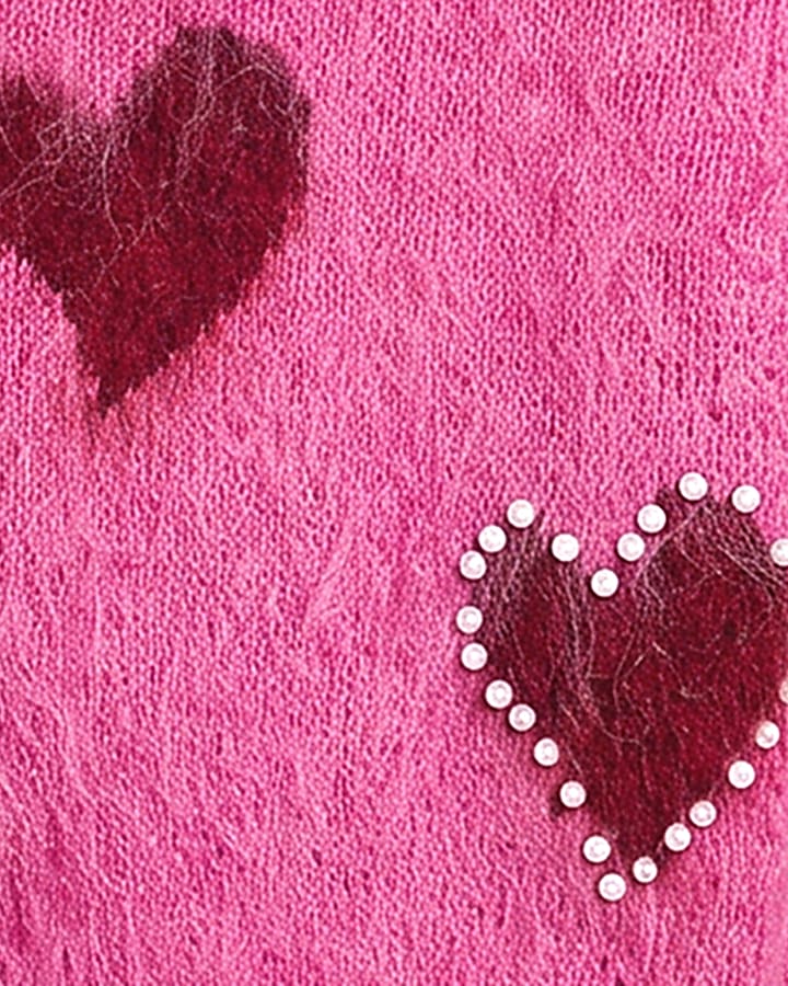 Pink Heart Embellished Cardigan