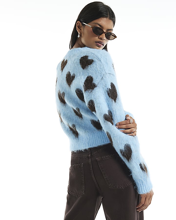 Blue Heart Embellished Cardigan
