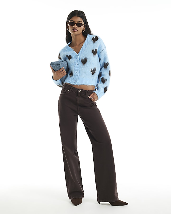 Blue Heart Embellished Cardigan