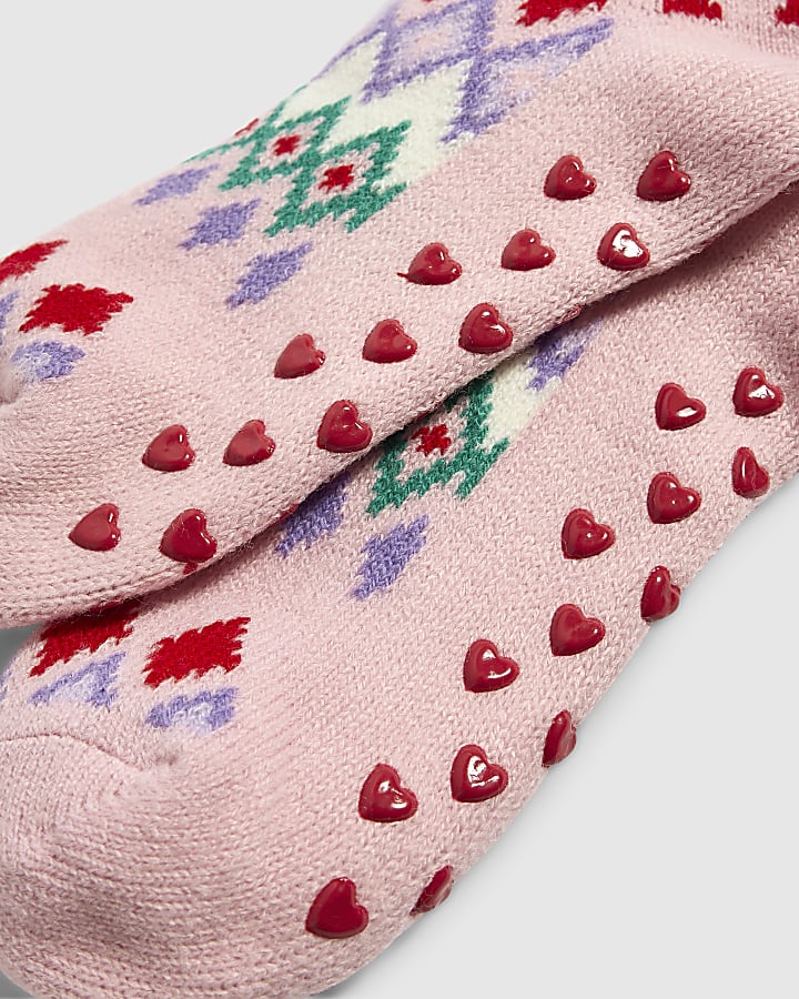 Pink Christmas Slipper Socks