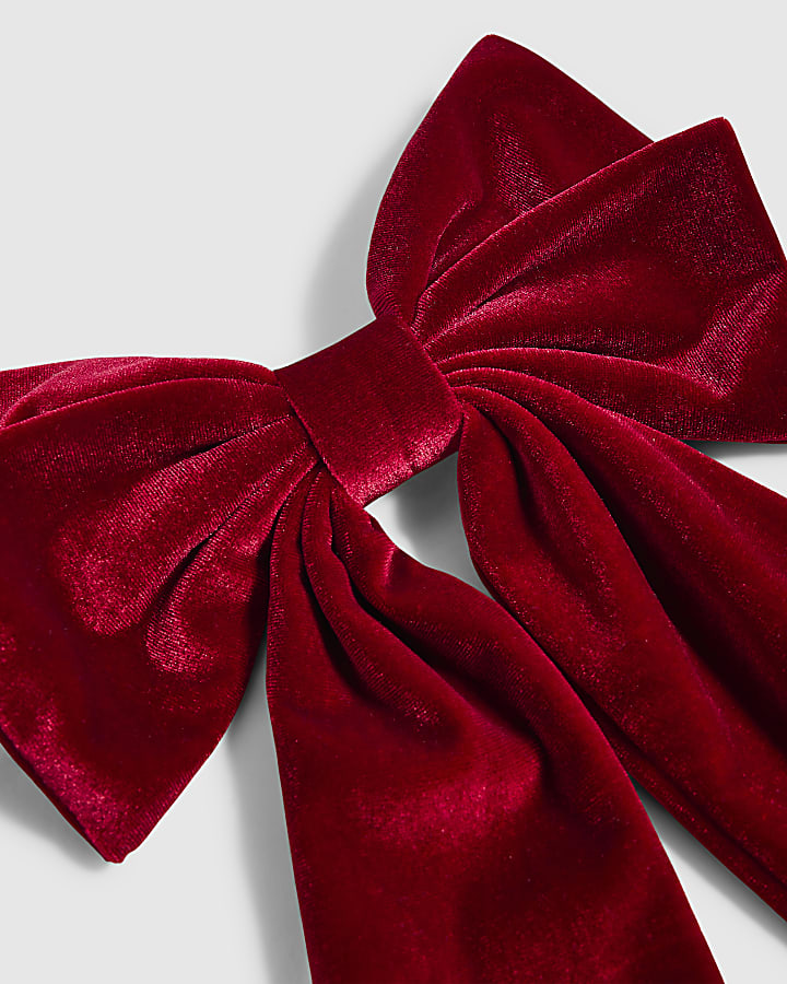 Red Velvet Bow Hair Clip