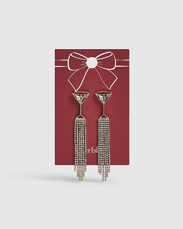 Gold Martini Tassel Earrings