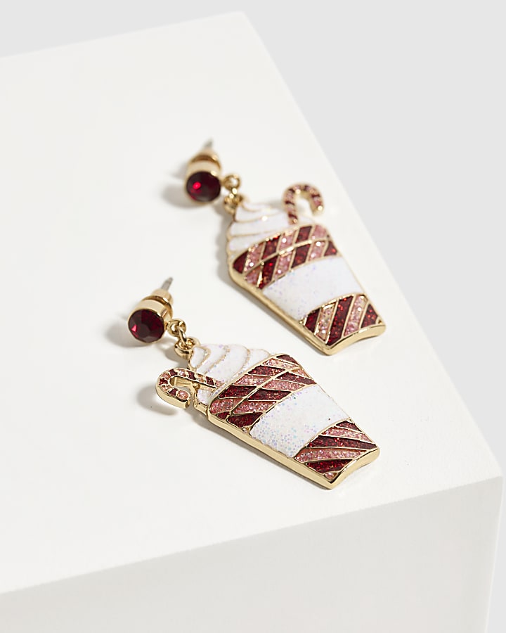 Red Christmas Coffee Cup Earrings