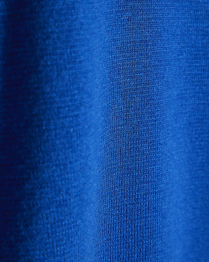 Blue Knit Shoulder Pad Jumper