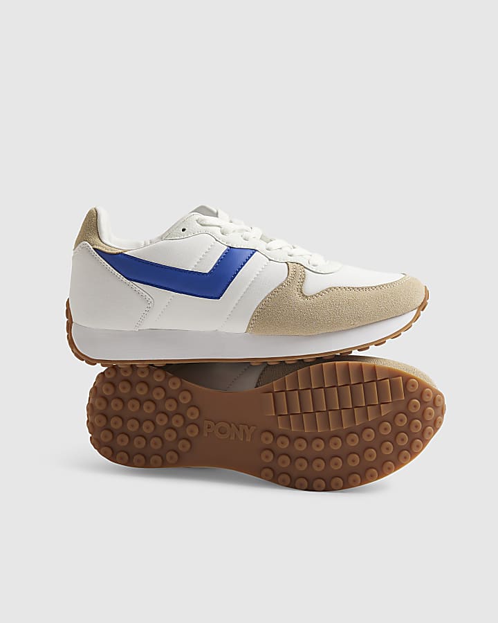 Blue Pony Leather Panel Runner Trainers