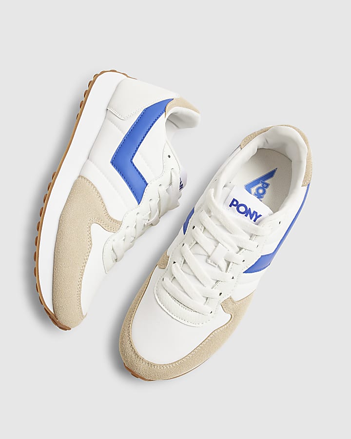 Blue Pony Leather Panel Runner Trainers