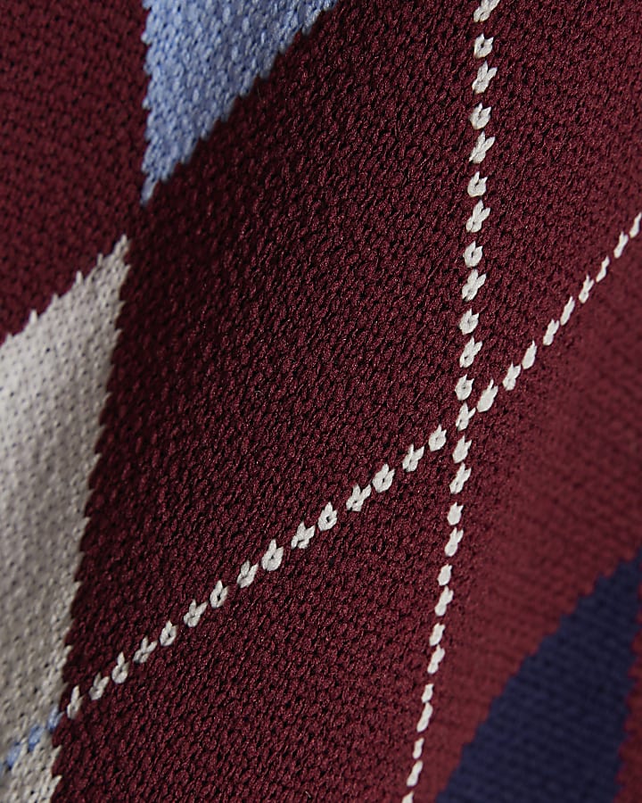 Burgundy Argyle Knit Tank Top