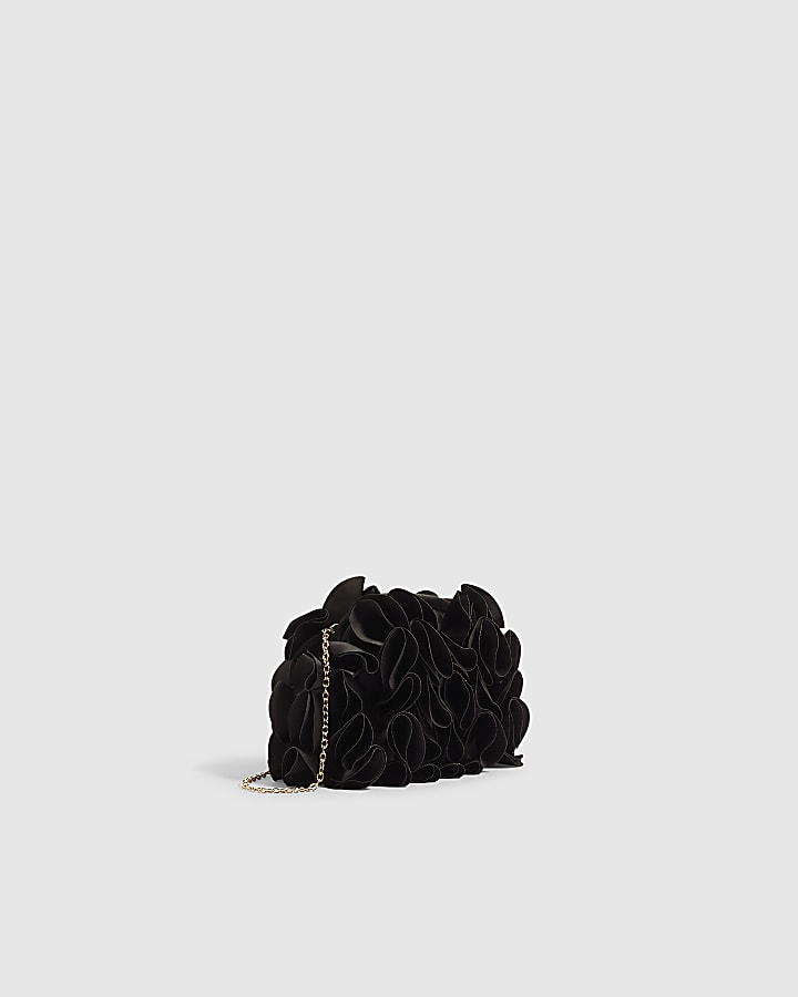 Black 3D Ruffle Clutch Bag