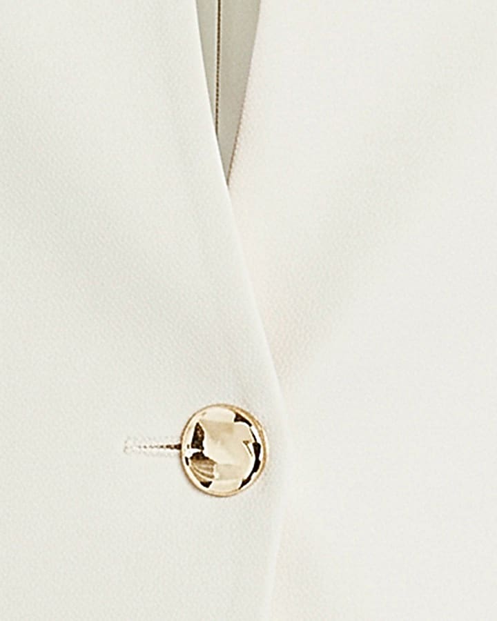 Cream Notch Neck Plunge Blazer