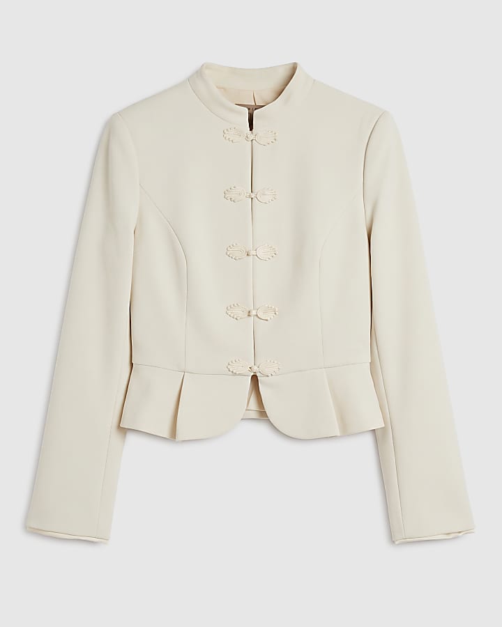 Cream Frog Fastening Blazer