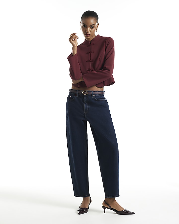 Burgundy Frog Fastening Blazer