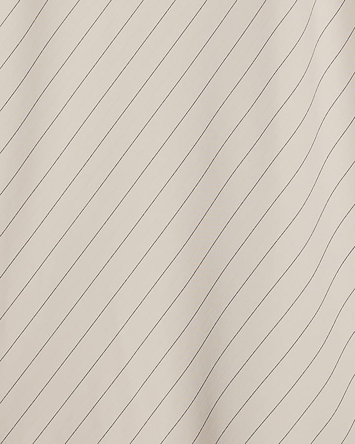 Cream Asymmetric Stripe Midi Skirt