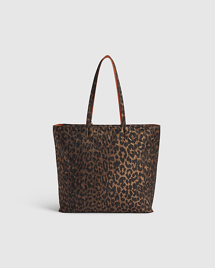 Brown Leopard Print Neon Tote Bag