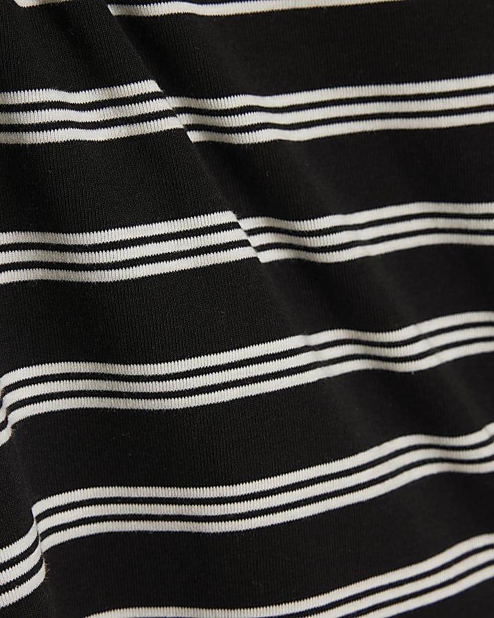 Black Stripe Long Sleeve V Neck Top