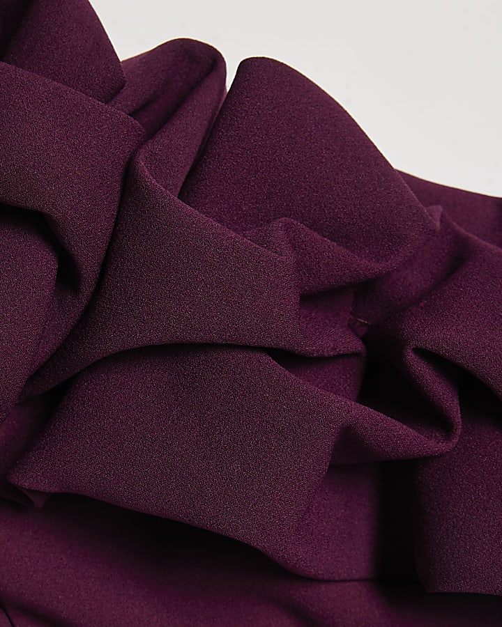 Burgundy Ruffled One Shoulder Top