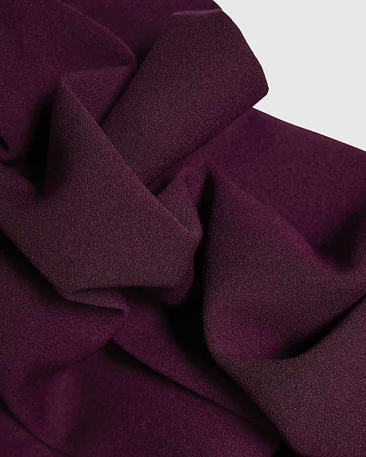 Burgundy Ruffled One Shoulder Maxi Dress