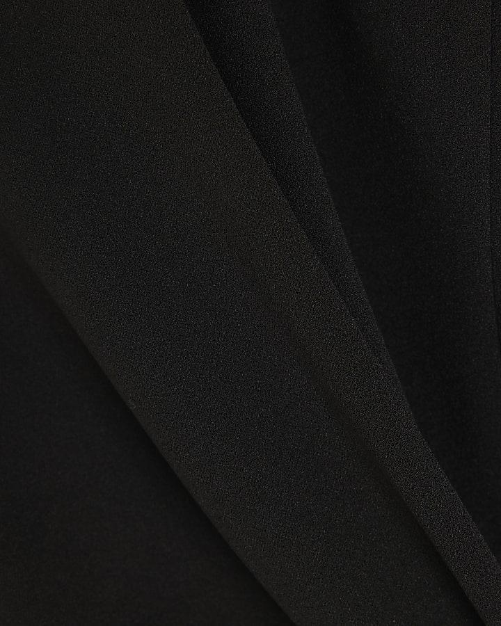 Black One Shoulder Buckle Detail Top
