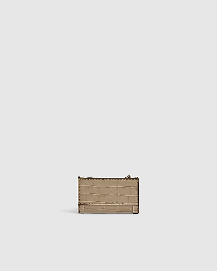 Beige Patent Croc Embossed Mini Purse