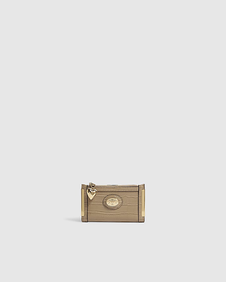 Beige Patent Croc Embossed Mini Purse