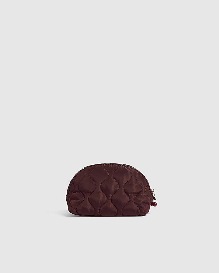 Burgundy Quilted Domed Makeup Bag