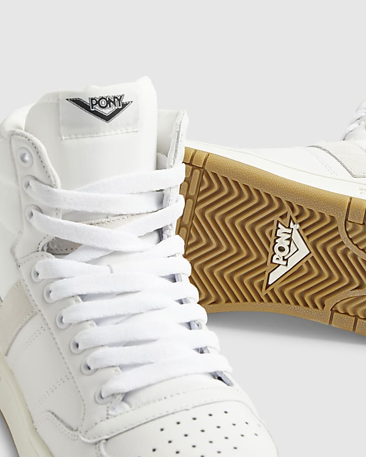 White Pony Leather High Top Trainers