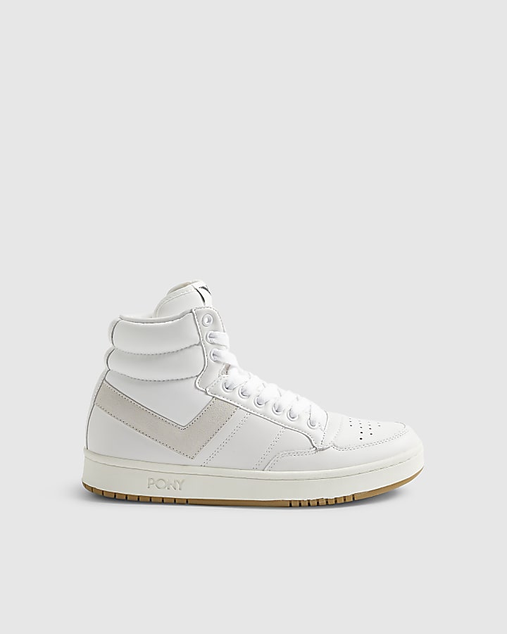 White Pony Leather High Top Trainers