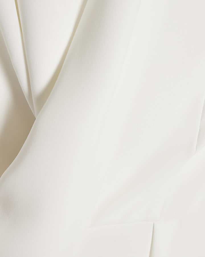 White Neck Scarf Wide Leg Jumpsuit