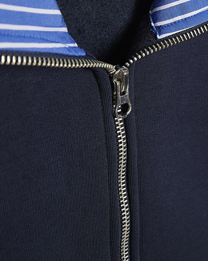 Navy Stripe Half Zip Top