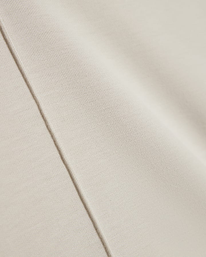 Beige Premium High Neck Seam T-Shirt