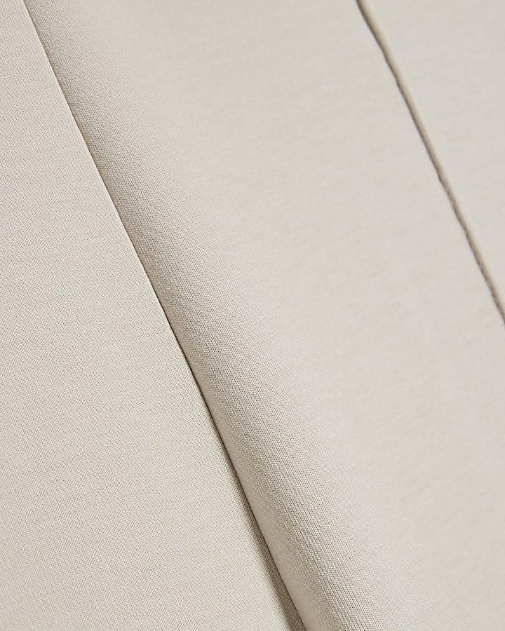 Beige Premium Wide Leg Seam Trousers