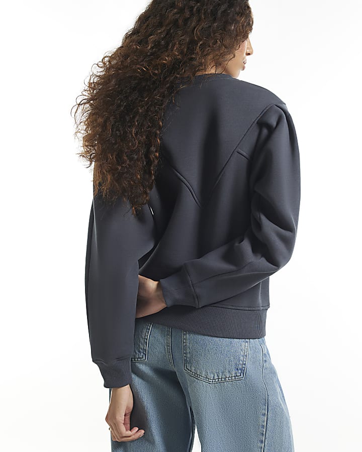 Grey Chevron Panel Sweatshirt