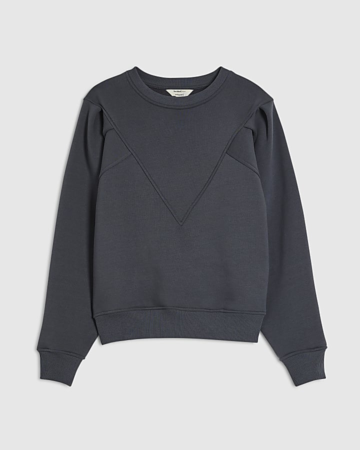 Grey Chevron Panel Sweatshirt