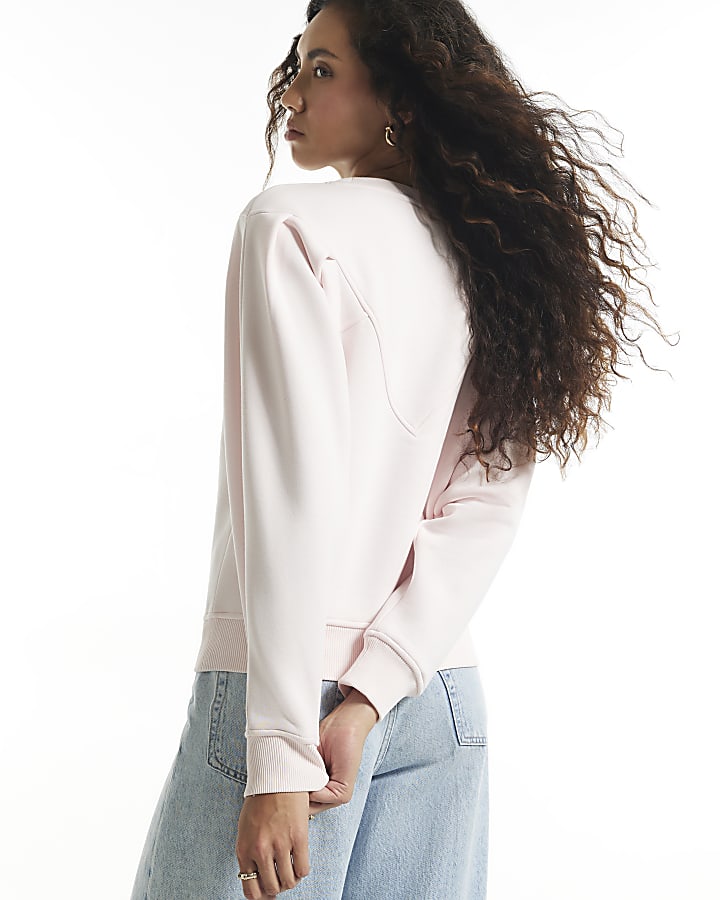 Pink Chevron Panel Sweatshirt