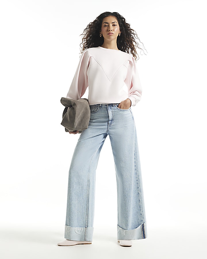 Pink Chevron Panel Sweatshirt