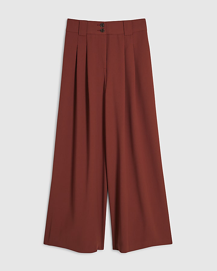 Red Easy Wide Leg Trousers