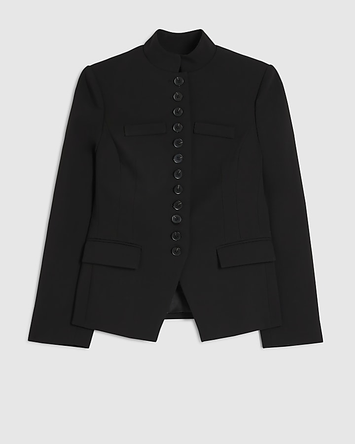 Black Tuxedo Button Up Jacket