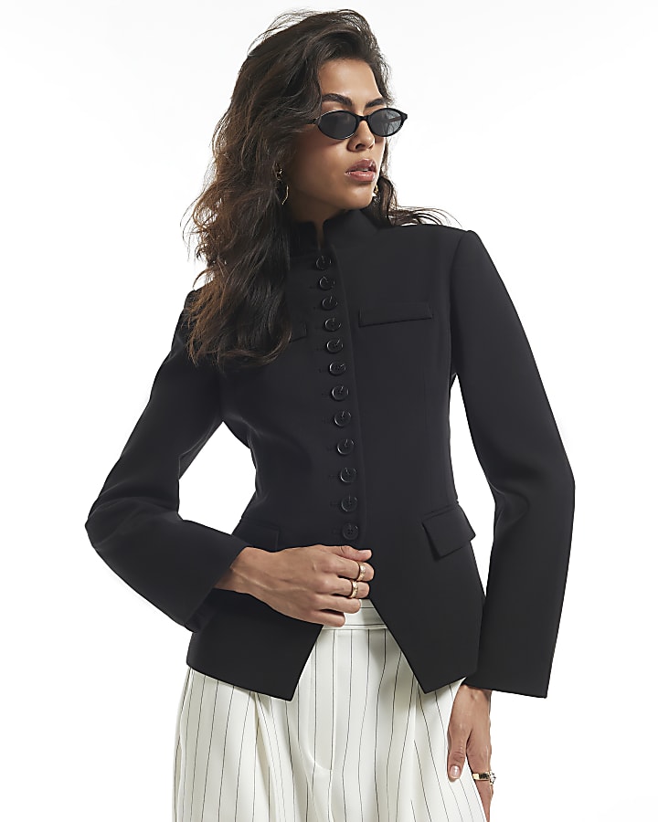 Black Tuxedo Button Up Jacket