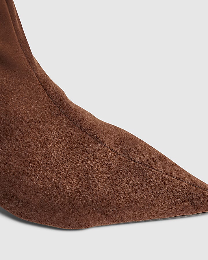 Brown Faux Suede High Leg Slouch Boots